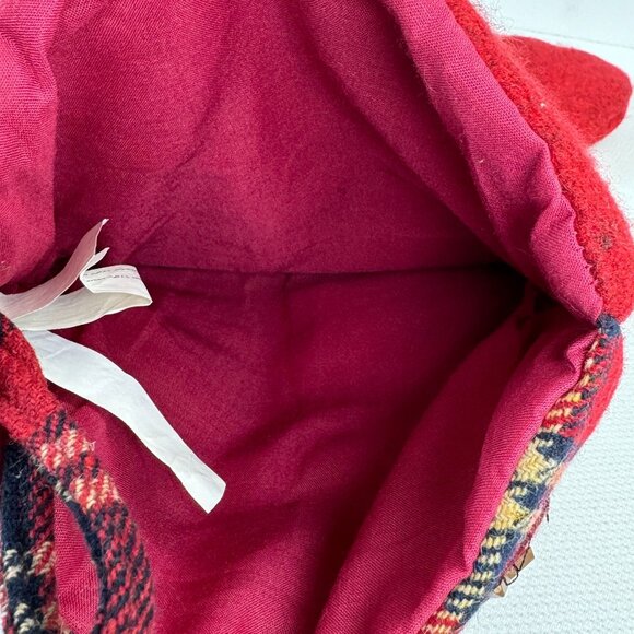 Christmas Stocking Santa Red Country Plaid Design Holiday Lined Large 18 inches - Picture 5 of 10